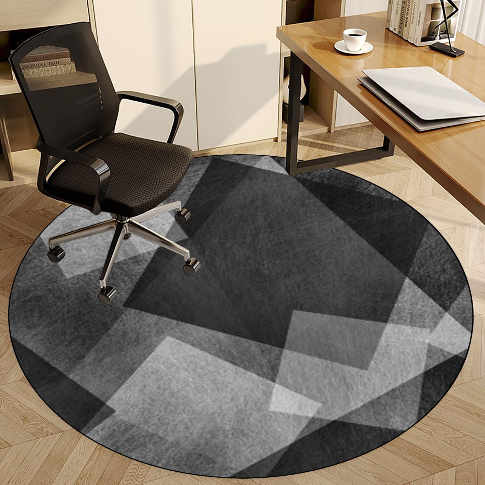 Fzamudng Office Chair Mat for Hardwood Floor, 100 cm Multi-Purpose Office Gaming Rolling Chair Mat, Round Desk Chair Mat for Home Office, Carpet Protector Floor Mat, Anti-Slip Floor Protectors Rug