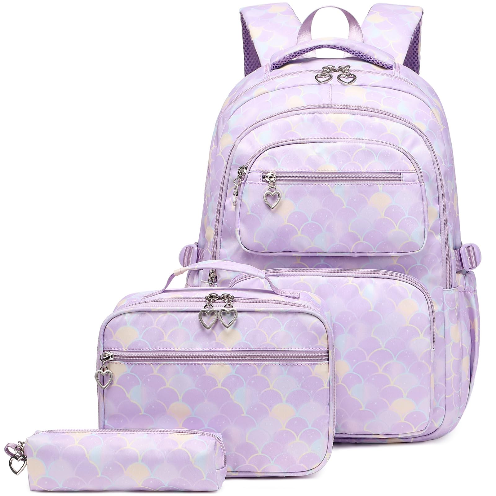 Sugaroom Checkered Print Backpack Set For Girls - Includes Lunch Box & Pencil Case, Water-Resistant School Bag For Teens - View #8