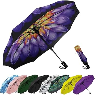 SIEPASASIEPASA Windproof Travel Compact Umbrella-Automatic Umbrellas for Rain-Compact Folding Umbrella, Travel Umbrella Compact, Small Portable Windproof Umbrellas for Men Women Teenage. (Water Lily)