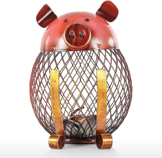 Tooarts Money Box Piggy Bank Piggy Shaped Animals Gifts Metal Handwork Crafting Coin Bank Box for Children Adults