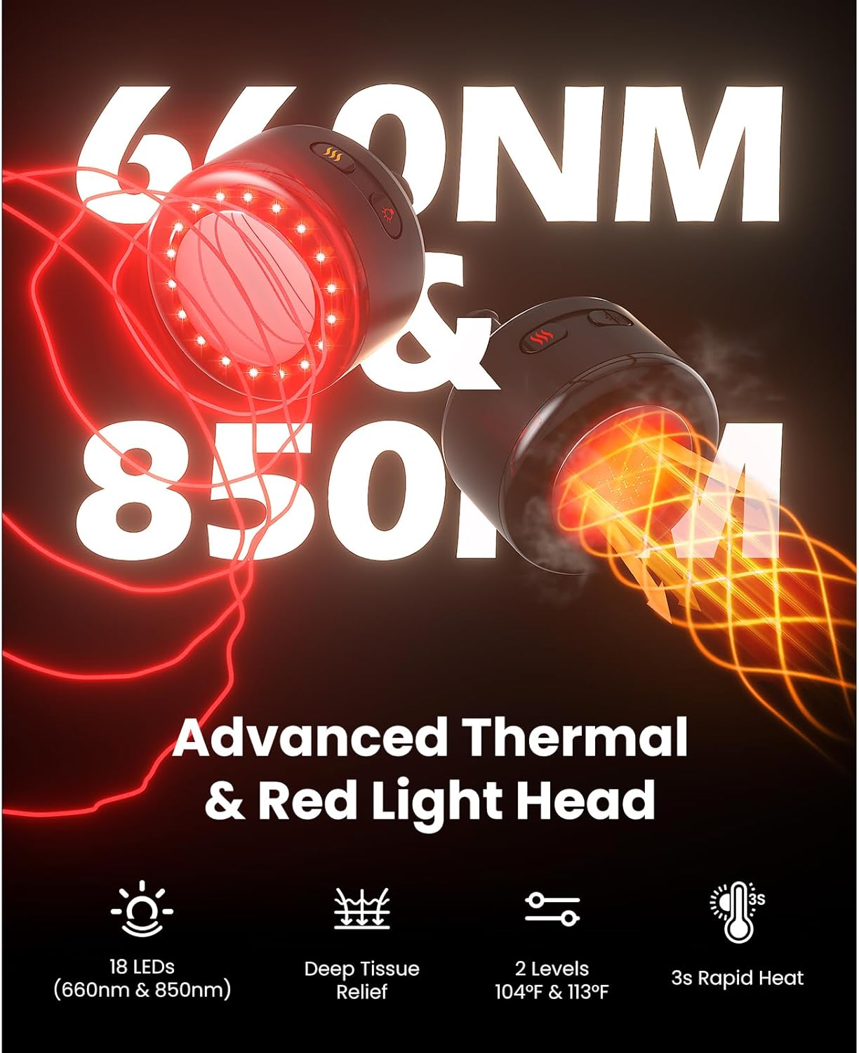 BOB AND BRAD 2-in-1 Massage Gun with Heat & Red Light Soothing L7 Ultra Massage Gun with Extension Handle &Adjustable Angles, Deep Tissue for Back Lumbar Shoulder FSA-HSA Eligible Gift for Men Women - Image 4