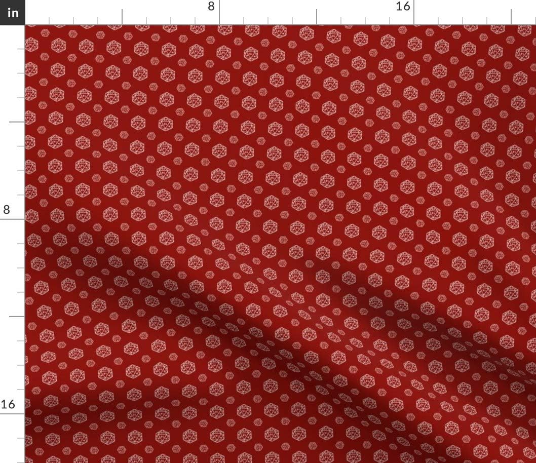 Spoonflower Fabric - Burgundy Dice Gaming Dragons Red Printed on Petal Signature Cotton Fabric by The Yard - Sewing Quilting Apparel Crafts Decor