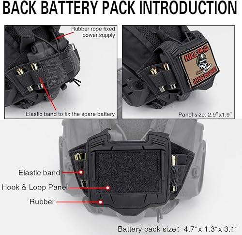 Miniatura 4 de IDOGEAR - Funda táctica para casco con bolsa trasera para batería para casco rápido, tamaño ML y LXL equipo militar de paintball de caza, nailon 500D