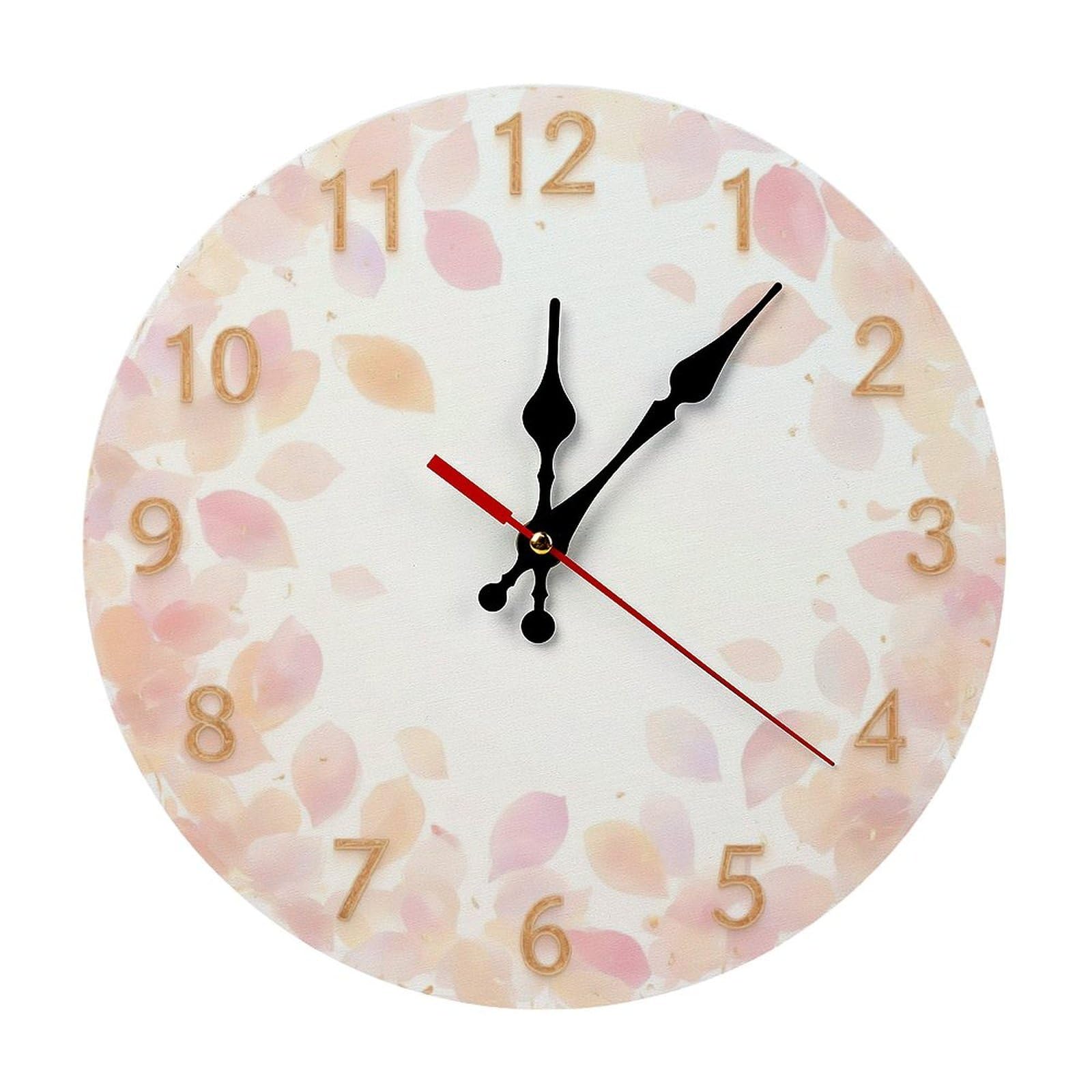 Horloge à quartz à fleur rose 25cm : grande horloge murale ronde à piles pour votre salon