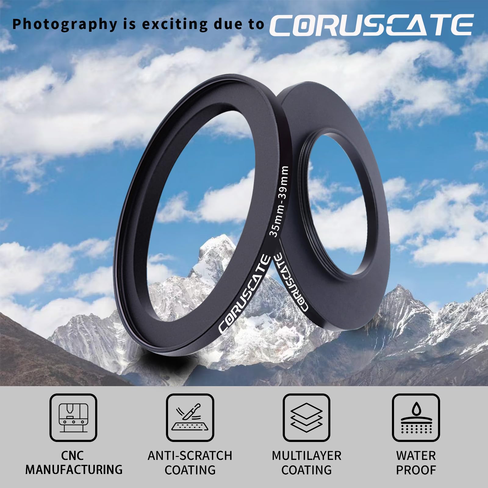 35mm lnes to 39mm Camera Lens Adapter,Camera Step-Up Ring Filter,Change The Filter or Lens Size from 35mm to 39mm.Compatible All 39mm Thread Filter Accessory+Lens Cleaning Cloth - Image 2
