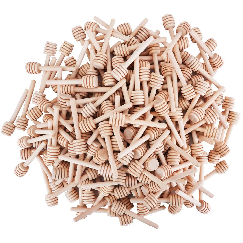 400 Pack Mini Honey Sticks, Wooden Honey Dipper for Honey Jar as Wedding Party Favors, Wooden Gifts (3in)