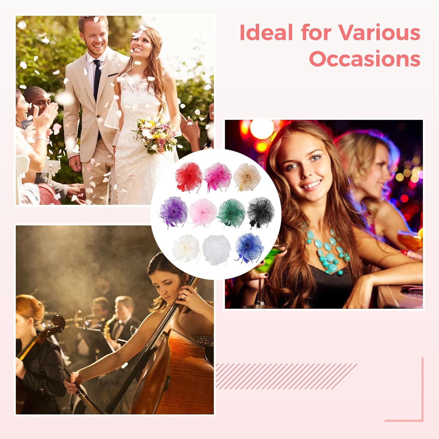 Homaisson 10 Pcs Vintage Fascinators for Women - Floral Feather Mesh Headpieces with Clips, Elegant Headband Hats for Weddings, Church, Tea Parties, Cocktail Party - Image 6