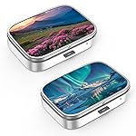 Pill Box 2 Compartment Small Pill Case,Portable for Pocket or Purse Pill Organizer Pill Container Holder to Hold Vitamins, Medication, Fish Oil and Supplements(2PCS)