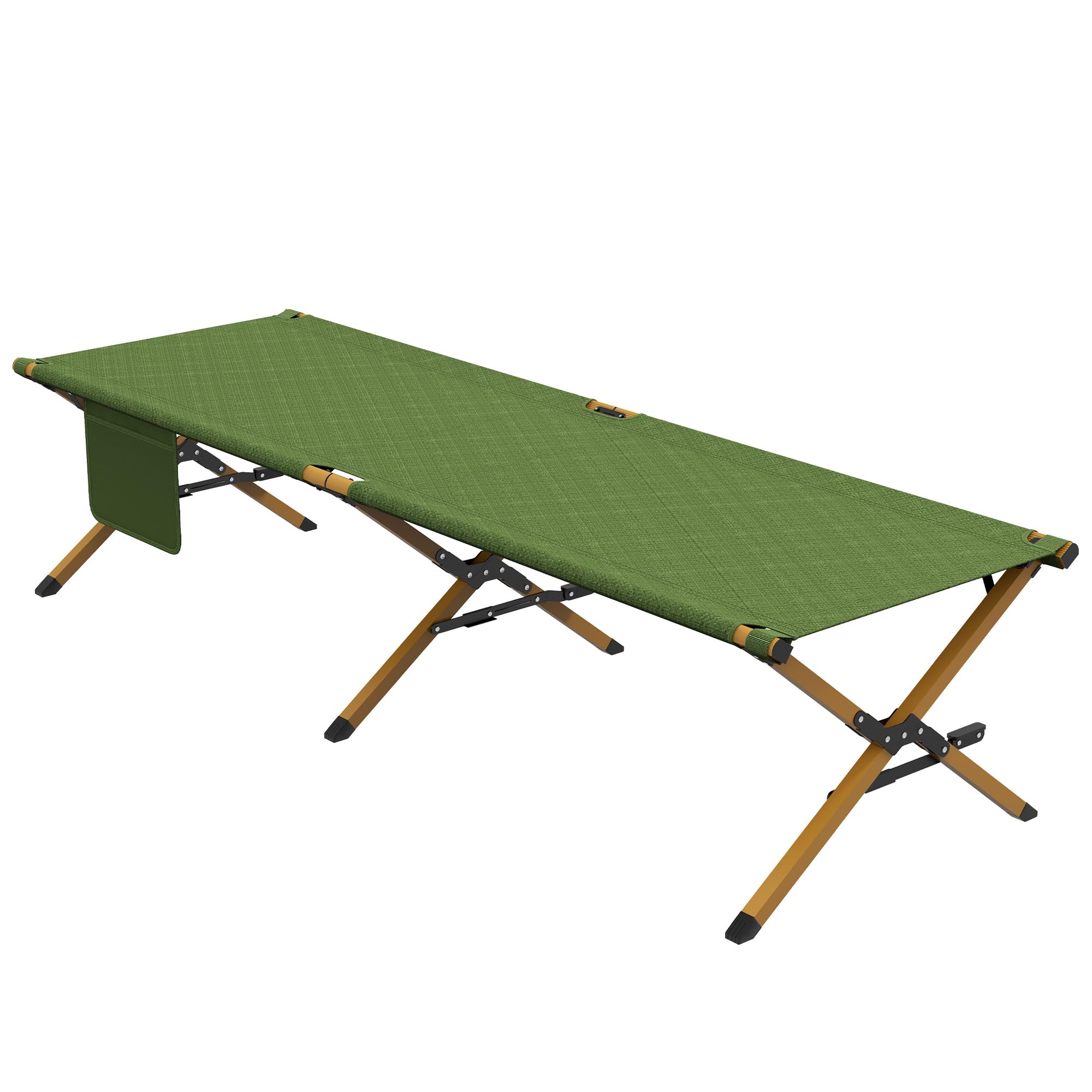 Outsunny Tumbona de jardín plegable con bolsillo lateral para jardín, balcón, Oxford, color verde oscuro, 196 x 64 x 45 cm