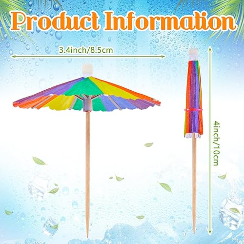 Miniatura 2 de 150 piezas de paraguas de bebida arco iris, palillos de cóctel arco iris, paraguas de cóctel arco iris, palillos de bebidas de arco iris, palillos