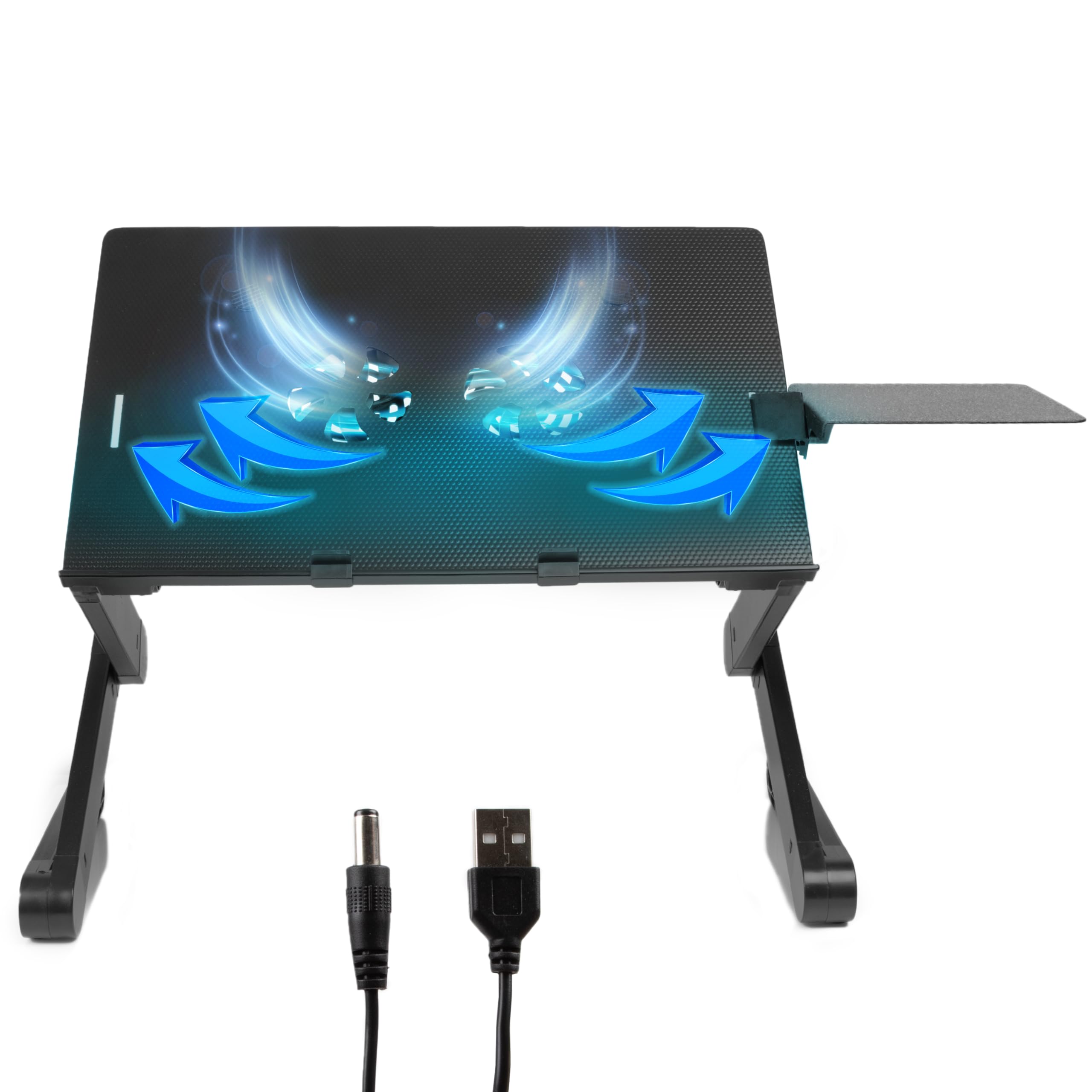 Duronic DML141 Soporte para Ordenador portátil, Mackbook con Ventilador USB y Plataforma para ratón | Base Regulable con Diferentes ángulos | 6 Patas articuladas | Corrige tu Postura de Trabajo