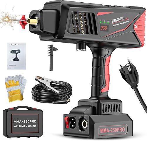 Máquina de soldadura portátil, soldador de mano mejorado MMA250 con inversor IGBT, máquina de soldadura de arco de pantalla digital de 110 V,