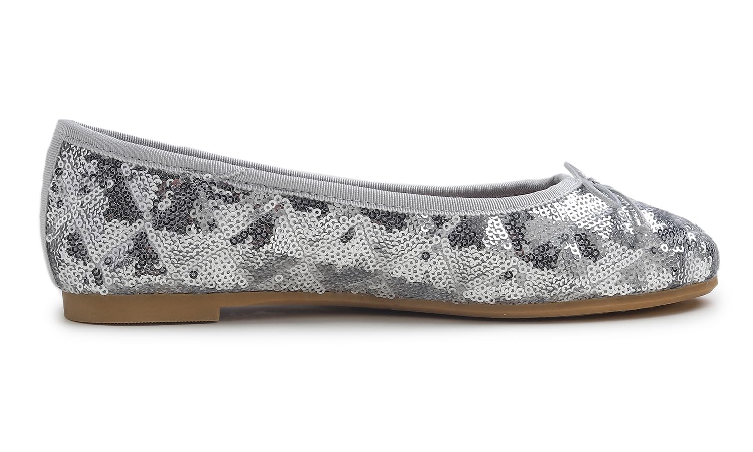 Feversole Round Sequin Ballerina,Damen Profilsohle Pailletten Ballerina