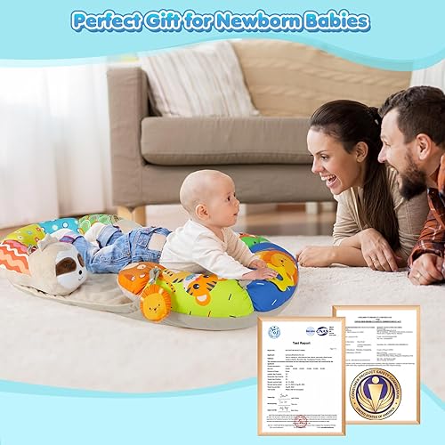 Miniatura 6 de URMYWO Tapete de actividad para el tiempo boca abajo, 4 en 1, acogedor tapete para recién nacido de 0 a 12 meses, asiento de piso para bebé, asiento