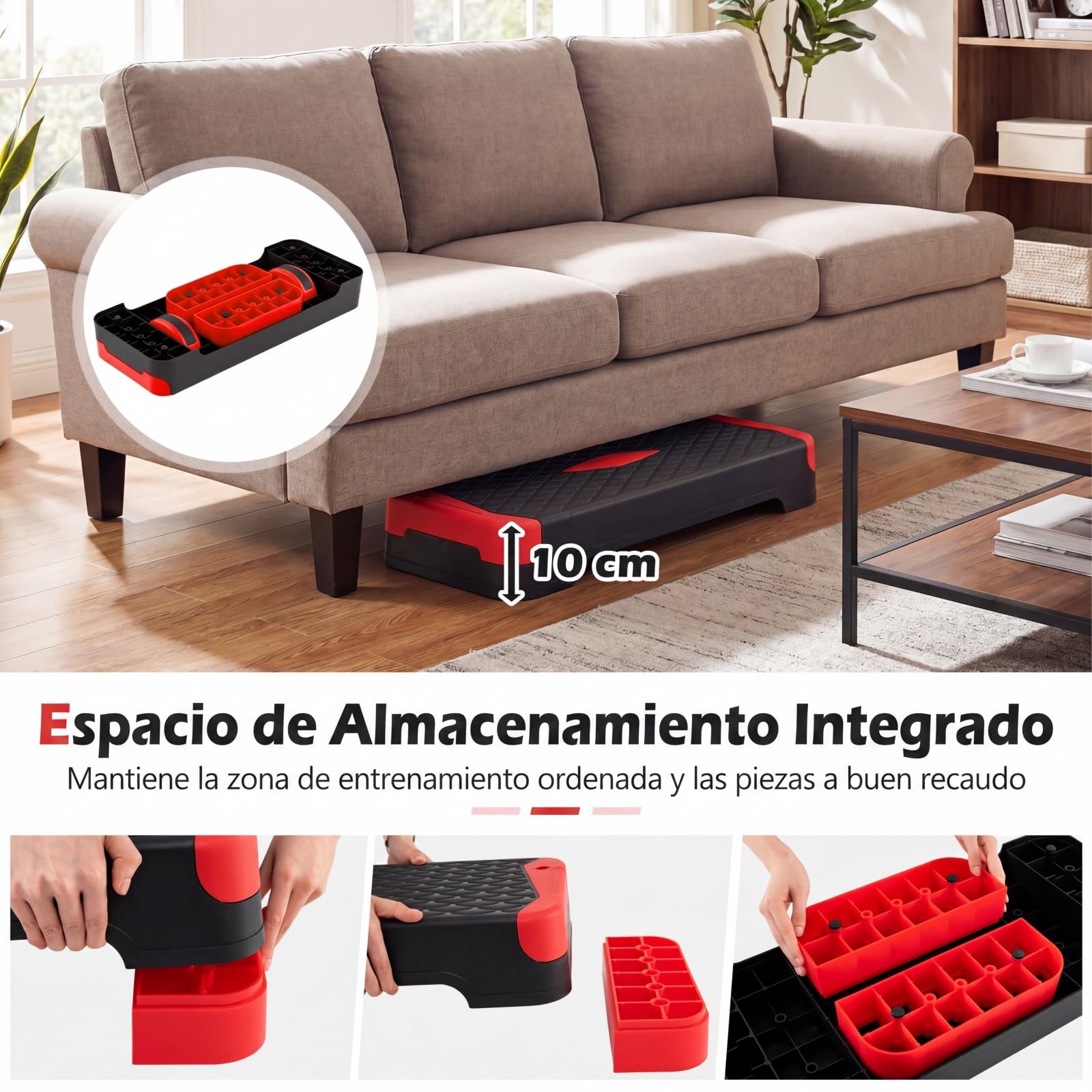 COSTWAY 3 en 1 Plataforma Step de Aeróbic, Ajustable con 2 Elevadores