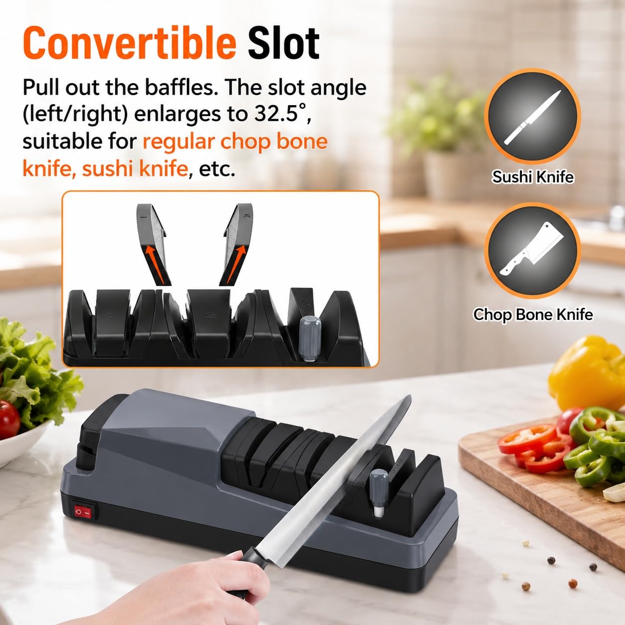 SOONHUA Aiguiseur Électrique Couteaux 48W Automatique 3 Niveaux