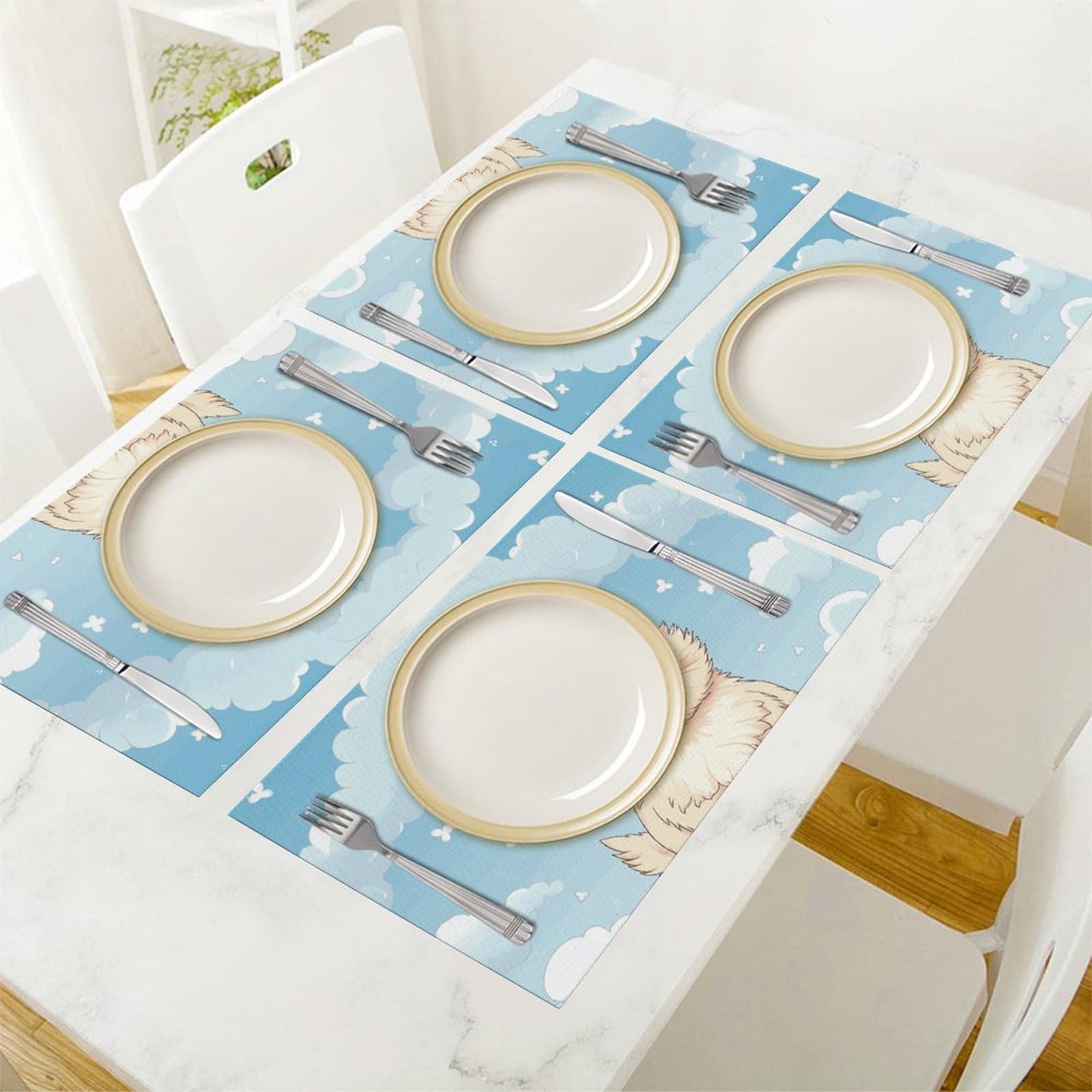 Set di 6 tovagliette all'americana in PVC, lavabili, resistenti al calore, antiscivolo, impermeabili, per interni ed esterni, tavolo da pranzo, cucina, vacanze, feste, 6 pezzi