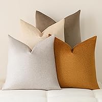 amoment Waterproof Throw Pillow Covers Set of 4, 18x18 Inch - Stain Resistant, Pet-Friendly for Outdoor Patio, Sofa & Living Room, Brown