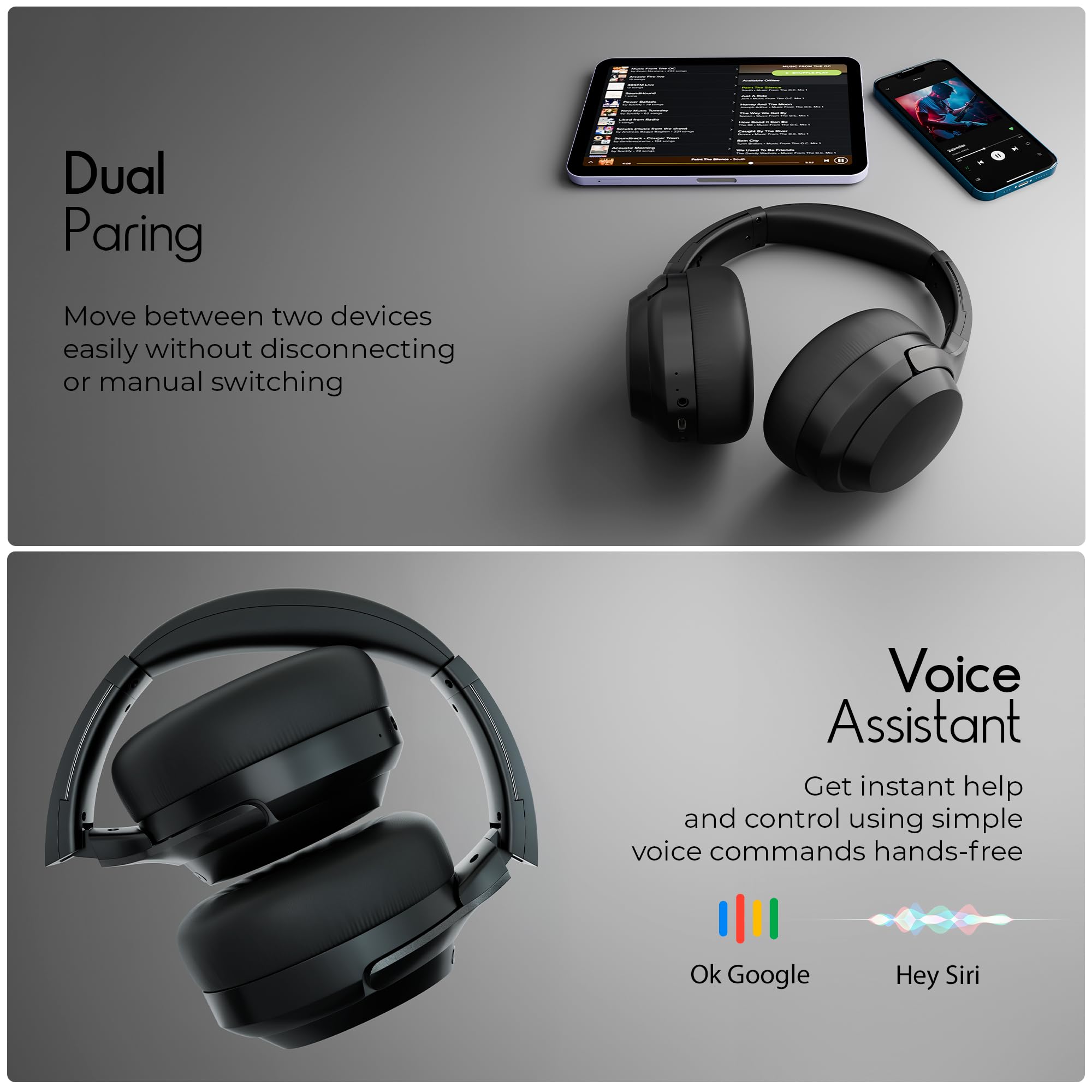 ZEBRONICS Duke Plus (2026 Upgrade) Wireless Headphones, BT v5.4, Upto 70hrs Playback, 40mm Drivers, Gaming Mode, ENC, Dual Pairing, Rapid Charge, AUX, 3 EQ Modes (Black) — Amazon image 7