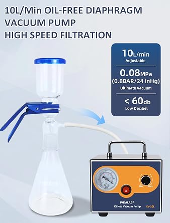 Mini Adjustable 10L/Min Desktop Oil-Free Diaphragm Lab Pump for Filtration