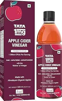 Tata 1mg Apple Cider Vinegar ACV Probiotic Plus, For Weight Management & Gut Health, For Men & Women, Raw, Unfiltered & Unpasteurized with The Mother ...