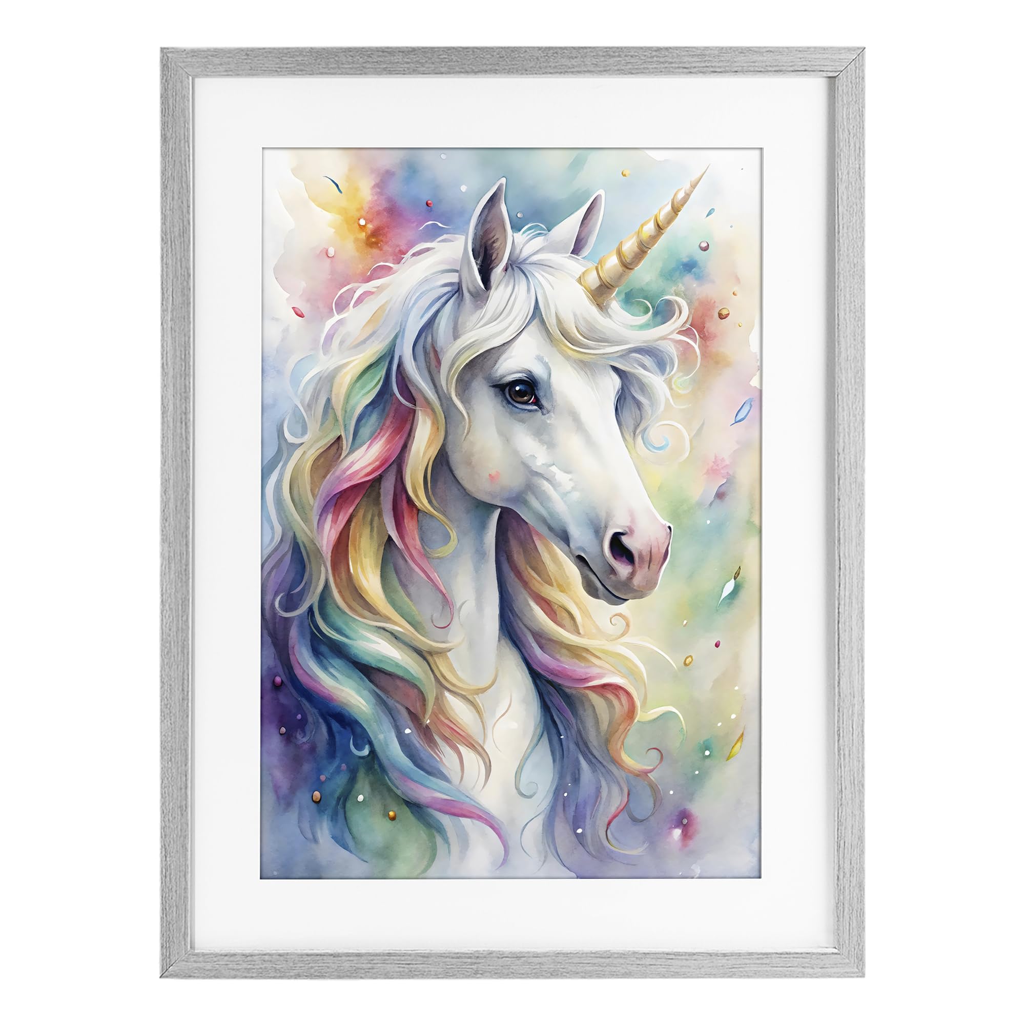« Pastel Colorful Unicorn » | Impression encadrée sous verre