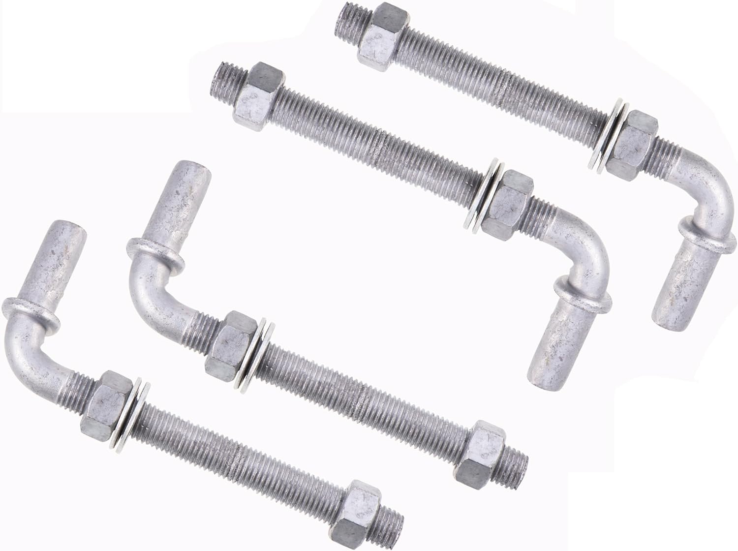J-Bolt Post Hinge with 5/8" Hinge Pin Galvanized Post Gate Hinge for Chain Link Fence, Washers & Nuts Included (8" (2 Pcs))