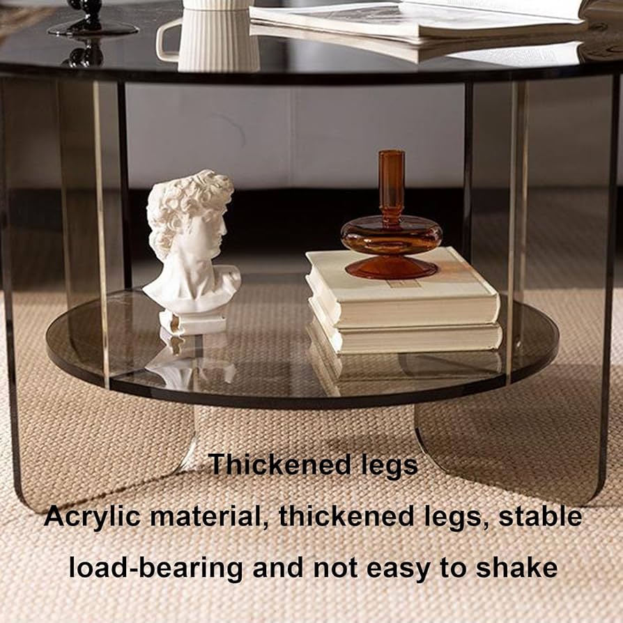 Amazon.co.jp: ラウンドコーヒーテーブル、リビングルーム用透明