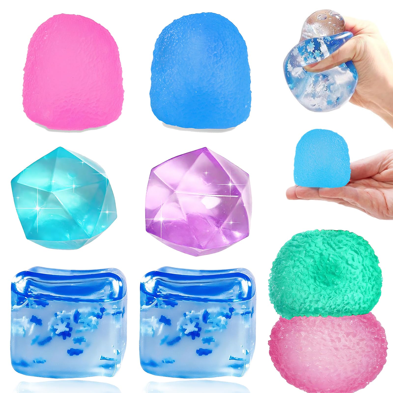 8 PCS Squishy Cubes Stress Ball for Kids,Squishy Fidget Toys,Fidget Cube Stress Toys,Square Stress Relief Sensory Cubes for Kids & Adults,Sensory Squeeze Toy Hand Exercise,Sugar Ball for Relax Tension
