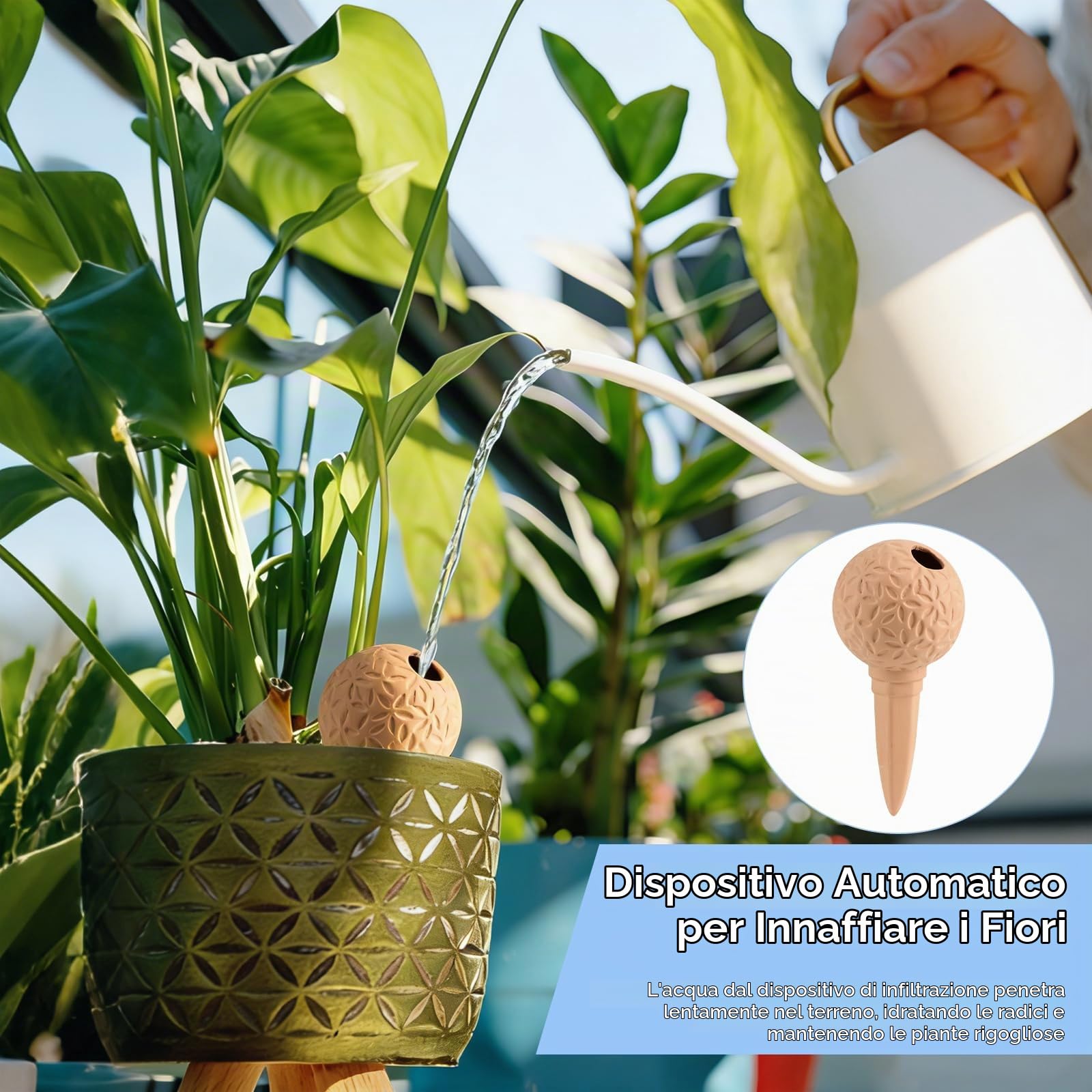 EXLECO 8pcs Coni in Argilla 185ml Testina di Irrigazione Goccia in Argilla Sfere di Irrigazione in Terracotta Sistema Automatico di Innaffiatura Vacanze Coni per D'Irrigazione Piante Interni & Esterni
