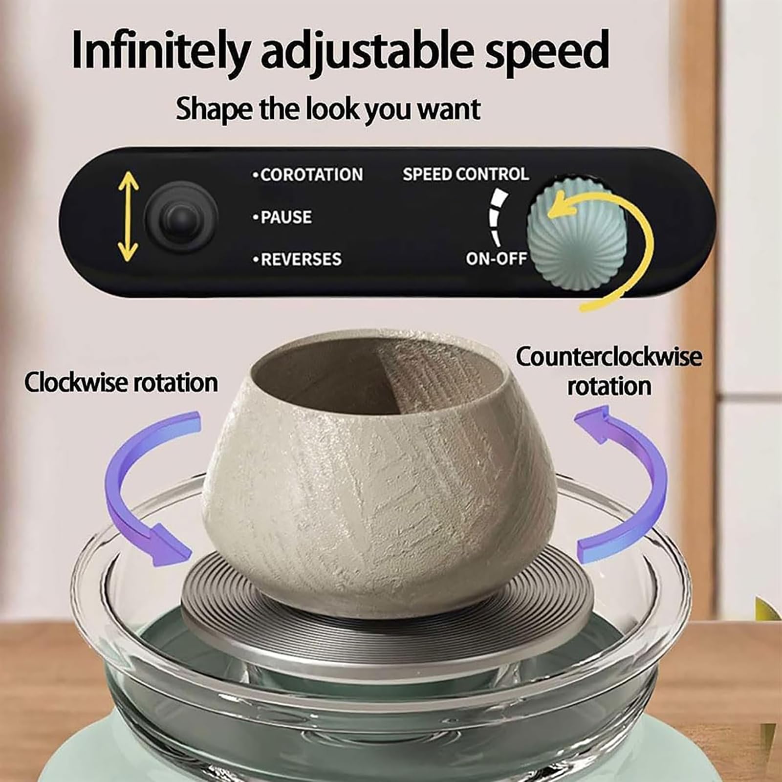 Macchina Ceramica Elettrica per la Creazione di Ceramiche, Multifunzione con velocità Regolabile e Rotazione avanti/Indietro, Ideale per Artisti e Hobbisti (Matcha Green)