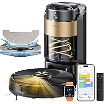 Proscenic Q20 Plus Robot Aspirapolvere Lavapavimenti con Mappatura 10000Pa, 200 Minuti Autonomia, Senza Sacco,Aspirapolvere Robot Lavapavimenti Mappatura con Stazione per Tappeti, Pavimenti