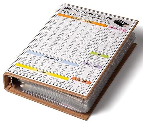 Libro de surtido de resistencias, condensadores y componentes electrónicos SMD 1206 - 5435 piezas, Libro 1206