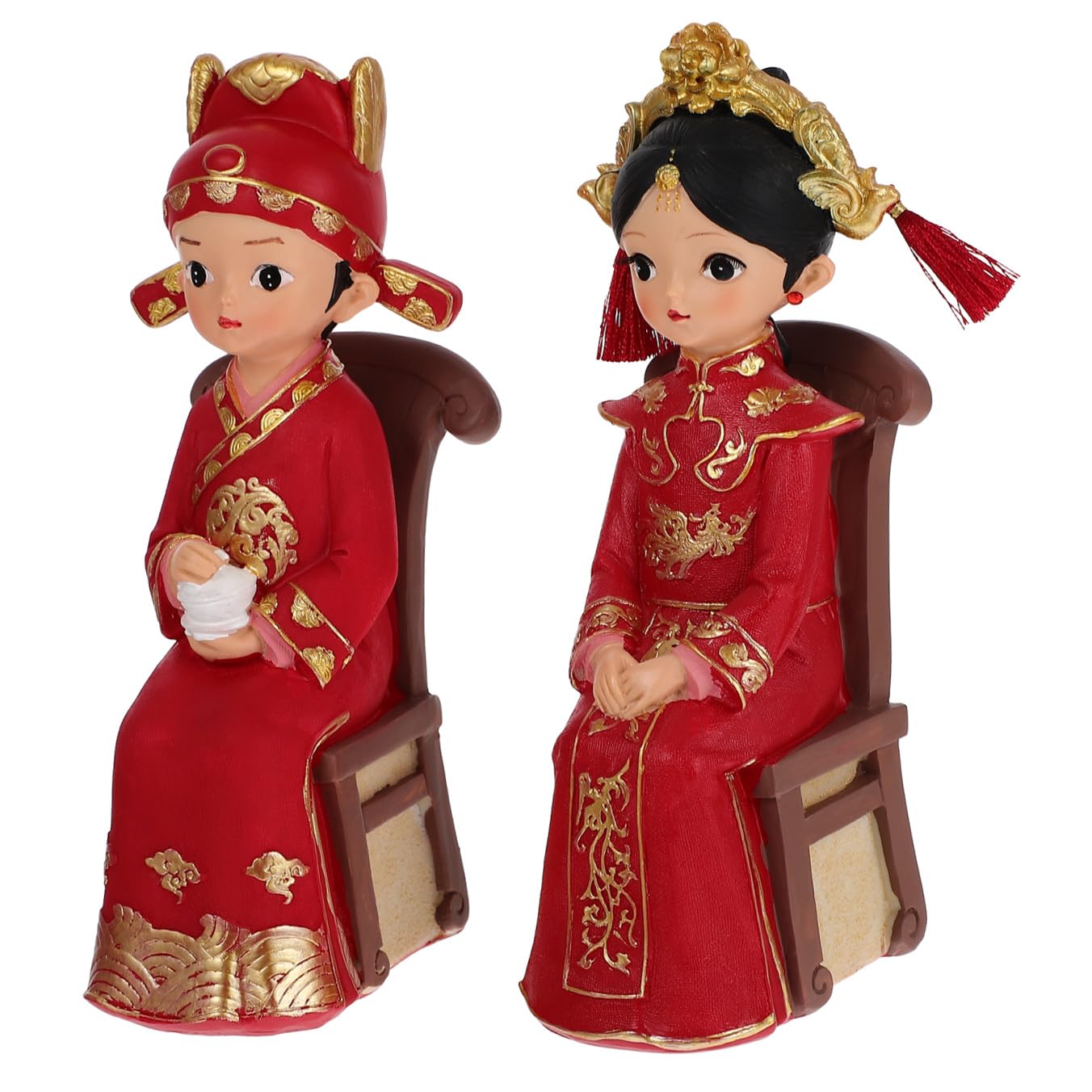 Abaodam Hochzeitspaarfiguren im Traditionellen Chinesischen Stil aus Kunstharz für Dekoration des Hochzeitszimmers Tortendekoration Geschenk für Braut und Bräutigam