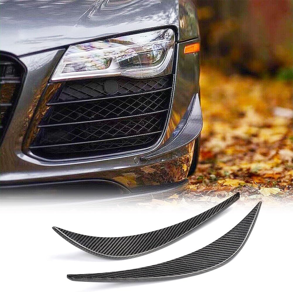 MCARCAR KIT Front Bumper Sider Canard Splitter fin fits for Audi R8 V8 V10 GT Spyder Coupe Convertible 2007-2015 Carbon Fiber Air Fender Vent Spoiler Protector Cover Trims 2pcs