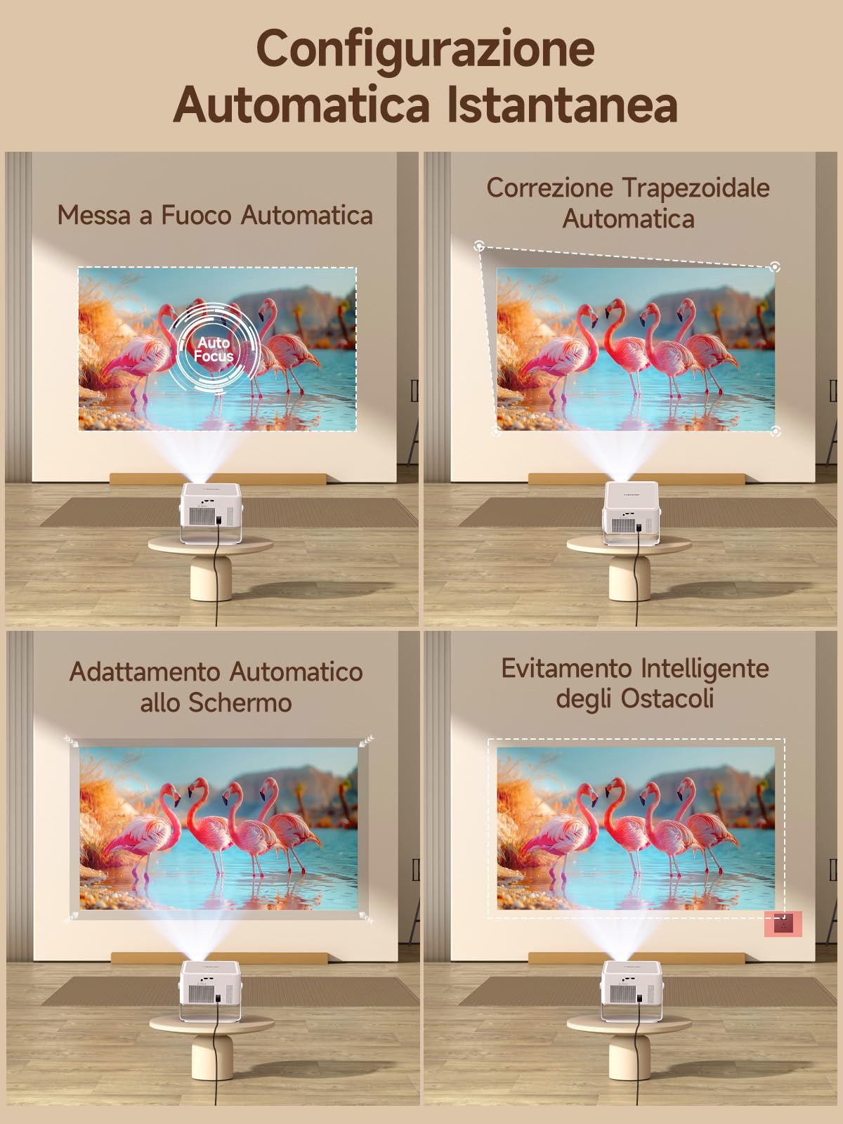 【Android 14 & 800 ANSI】Magcubic Proiettore 4K 8K Supporta, Proiettore Portatile Nativo 1080P con WiFi 6, Bluetooth 5.4, Messa A Fuoco Automatica, Correzione Trapezoidale, Rotazione 180°, HY450Max