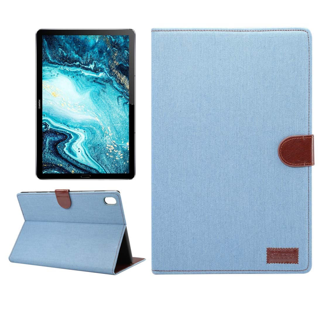 Cases Dibase Denim Texture Horizontal Flip PC + PU Leather Case with Holder & Card Slots & Sleep / Wake-up Function For Huawei MediaPad M6 10.8(Black)(Dark Blue)(Light Blue) ( Color : Light Blue )