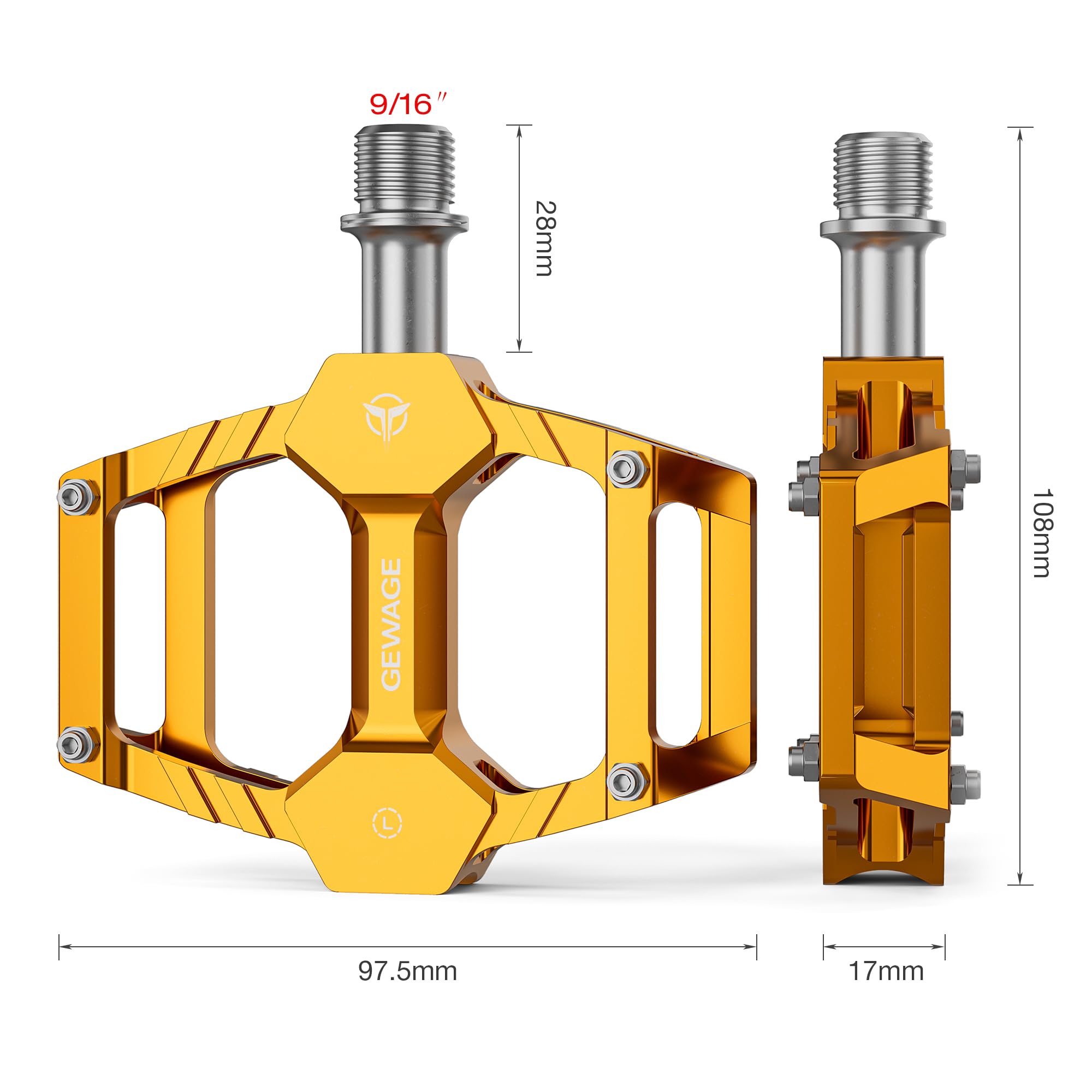 Mountain Road Bike Pedals -Bicycle Flat Pedals Aluminum 9/16
