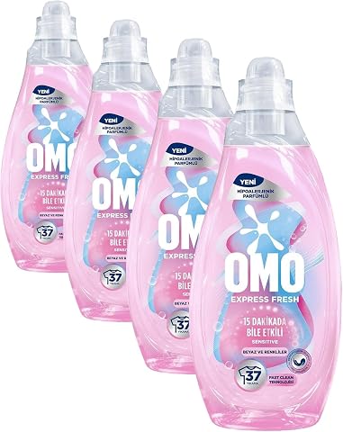 OMO Express Fresh Sensitive Beyaz & Renkliler 37 Yıkama, Sıvı Çamaşır Deterjan (4 paketi)