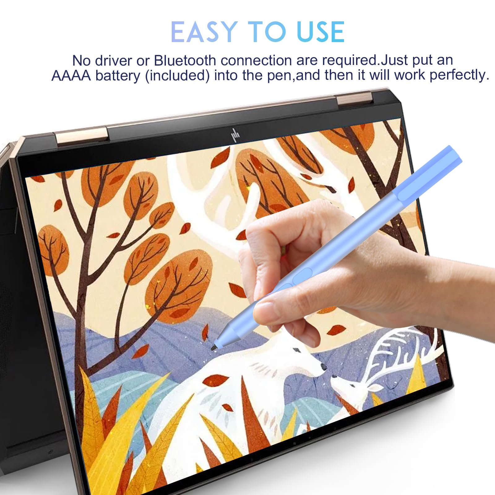 ANYQOO HP Lápiz óptico Activo con tecnología de rechazo de la Palma de la Mano para HP Envy x360, HP Pavilion x360, HP Spectre x360 (consulte la Lista de compatibilidad Antes de Comprar)