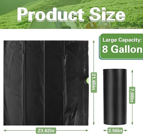 Miniatura 5 de 100 bolsas de inodoro portátiles compostables de 8 galones con cordón, bolsas de basura biodegradables para uso en exteriores