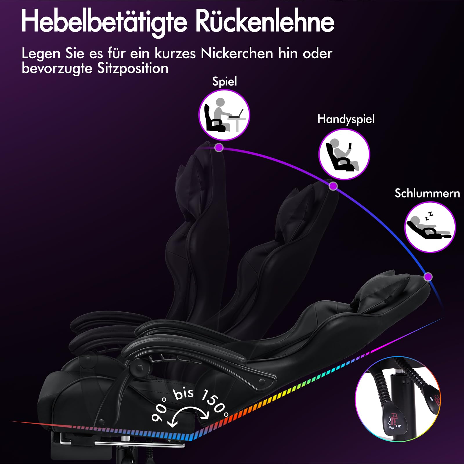 ALFORDSON Gaming-Massagestuhl, Racing-Stuhl mit Kopfstütze, ergonomischer Schreibtischstuhl, Liegesessel, klappbare Fußstütze, atmungsaktives PU-Leder, höhenverstellbar, 180 kg Tragkraft, Blau Weiß