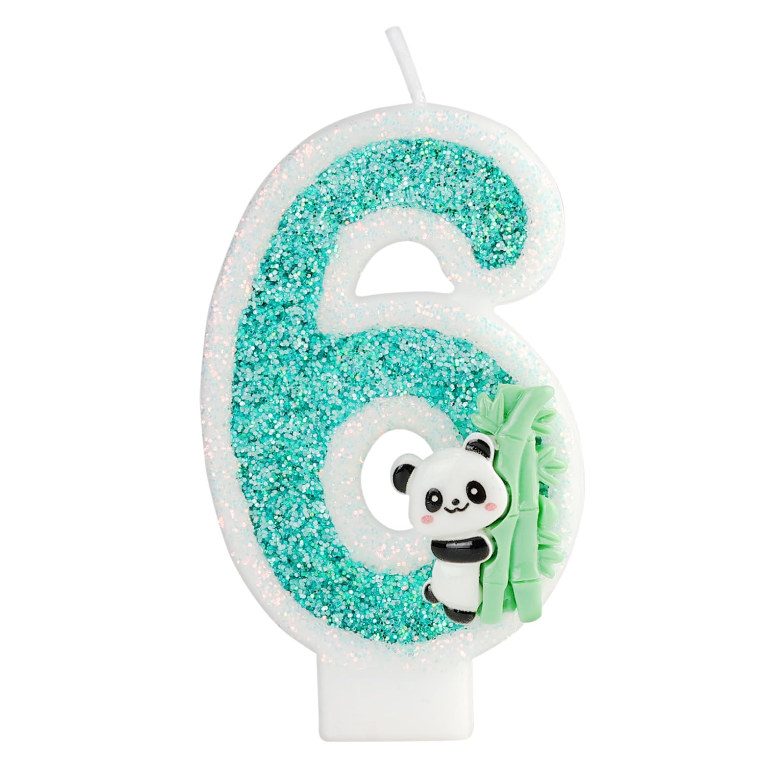Panda Birthday Candle Number 6, Mini Panda 6 Candles Bamboo Panda Cake Topper, Jungle Animals Panda Theme Party Birthday Anniversary Party Decorations