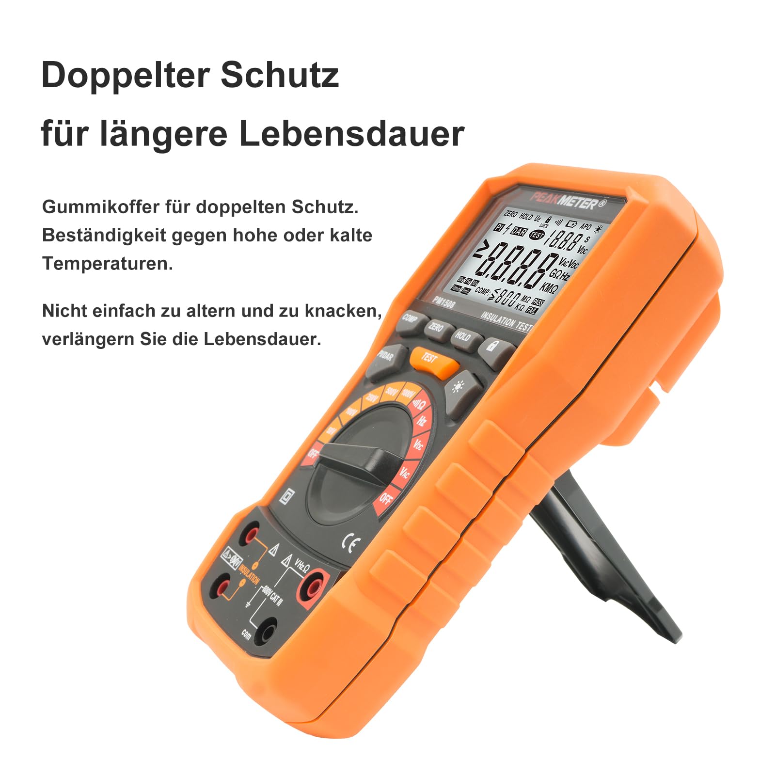 Digital Megohmmeter Isolierungs-Widerstand-Prüfvorrichtung 1000V AC/DC für elektrische Ausrüstung und isolierenden Widerstand bis zu 100GΩ mit PI/DAR, Frequenz und Niederspannungsprüfung