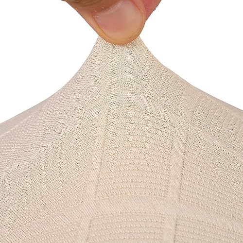 Miniatura 7 de laamei Paquete de 6 fundas de jacquard para sillas de comedor, fundas elásticas para sillas de cocina, color beige, lavables, fundas extraíbles para