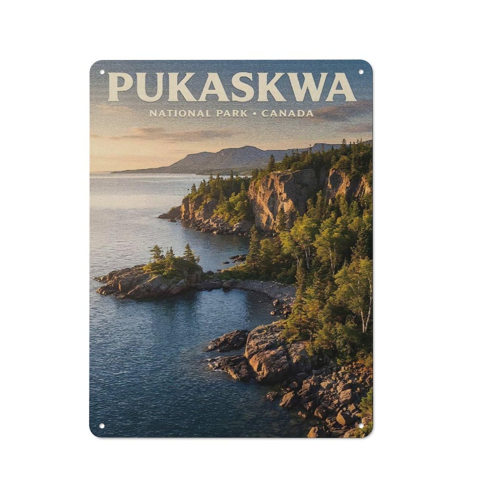 Junmoney Style-14 For Garage Or Workshop, Pukaskwa National Park Canada Rustic Metal Plaque 40X30cm, Suited To Wall Displays In Garages And Tool Rooms