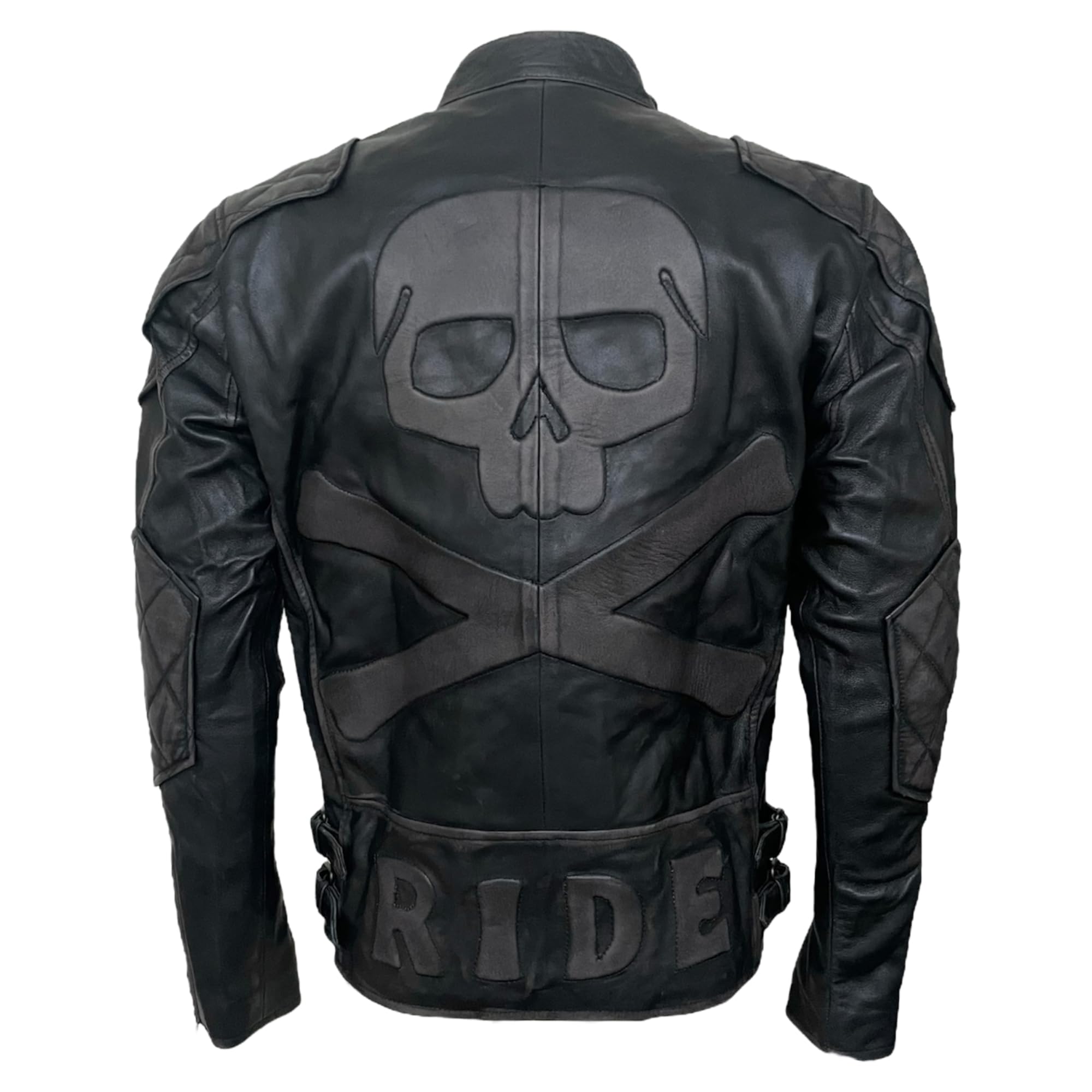 Chaqueta de piel auténtica para hombre, color negro envejecido, estilo vintage