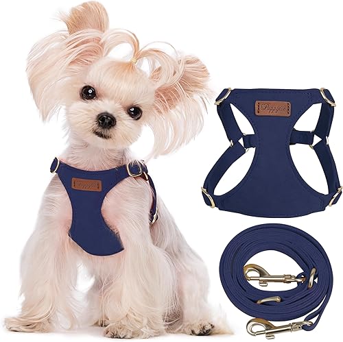 Arnés para cachorros Puppytie XXS sin tirones con correa multifuncional para perro, suave ajustable, sin estrangulamiento, a prueba de escapes, azul