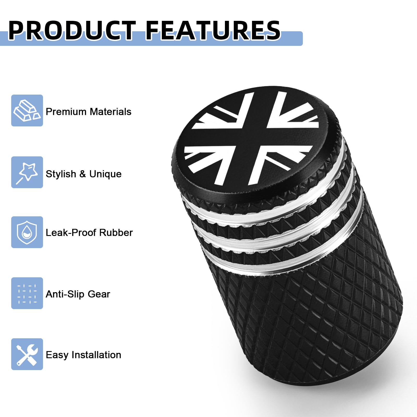 4PCs Tyre Valve Caps,Dust Caps for Car Tyres,Aluminum Tire Valve Stem Cap,Corrosion Resistant Tire Valve Covers Replacement with O Seal Ring,Universal Dust Cap for Cars,SUVs,Motorcycles (Blue) - 5