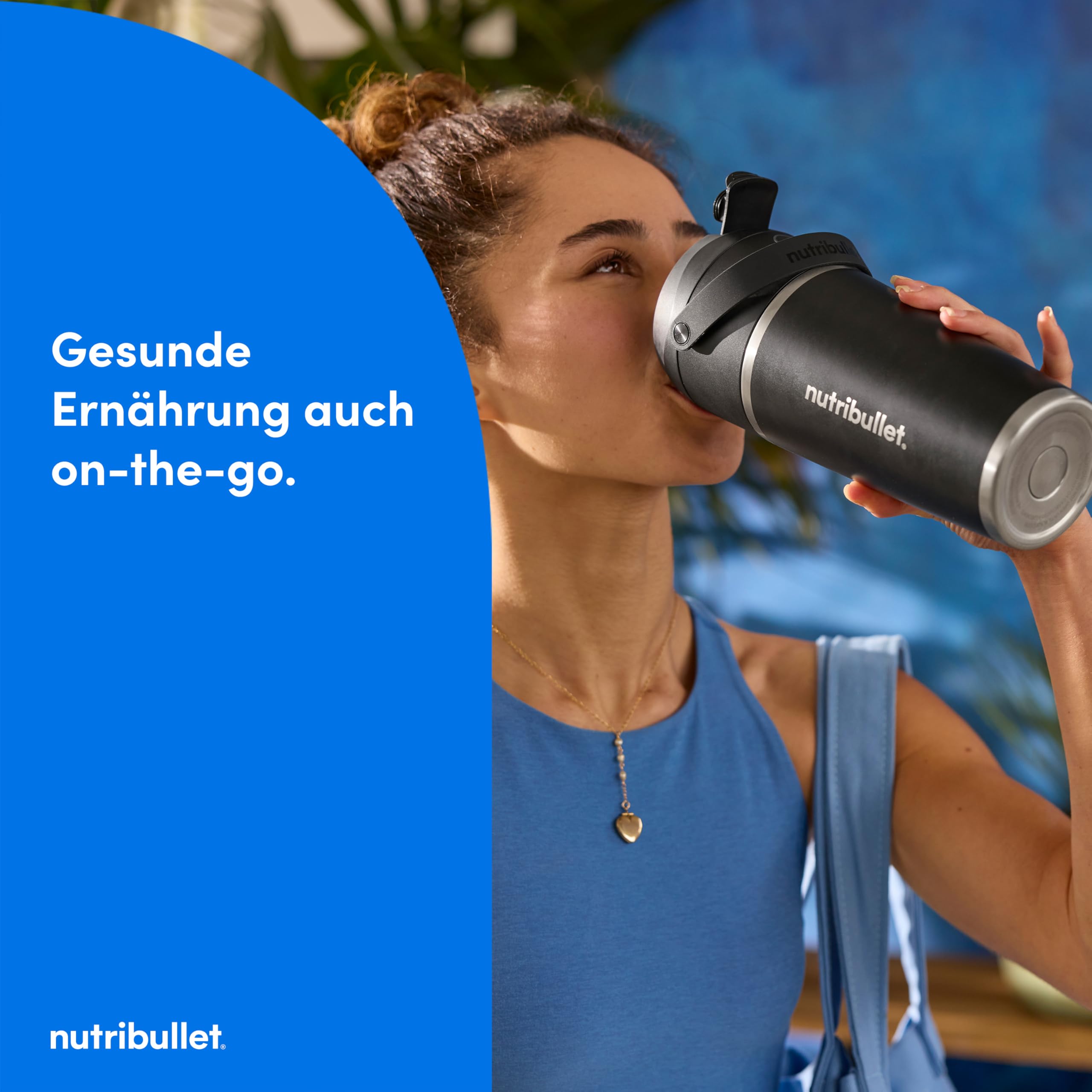 nutribullet Flip, Smoothie Maker to go, 590 ml isolierter Edelstahl Thermobecher, kabellos, wiederaufladbar für 14+ Mixvorgänge, tragbarer 2in1 mini Mixer, zerkleinert Eis & Obst, Schwarz, NBP016B